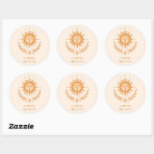 Summer Solstice Celestial Sun Face Botanical Art Runder Aufkleber (Blatt)
