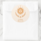 Summer Solstice Celestial Sun Face Botanical Art Runder Aufkleber (Tasche)