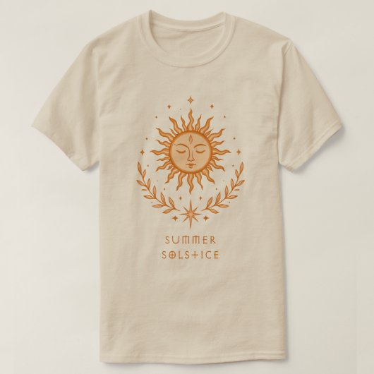 Summer Solstice Celestial Sun Face Botanical Art T-Shirt (Design vorne)