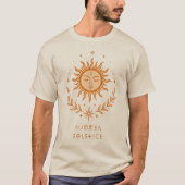 Summer Solstice Celestial Sun Face Botanical Art T-Shirt (Vorderseite)