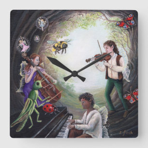 Summer Solstice Fairy Konzert Quadratische Wanduhr