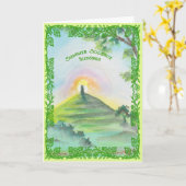 Summer Solstice Glastonbury Tor Card Karte (Gelbe Blume)
