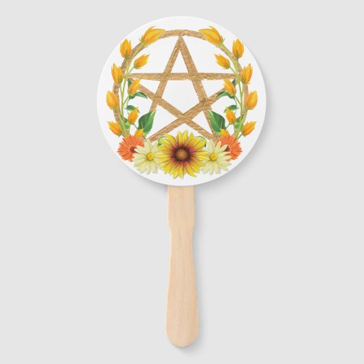 Summer Solstice Gold Pentagramm Wiccan Fächer (Vorderseite)