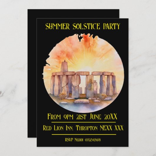 Summer Solstice Party Einladung (Vorne/Hinten)