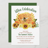 Summer Solstice Sonnenblumen und Honeycomb Litha P Einladung (Vorne/Hinten)