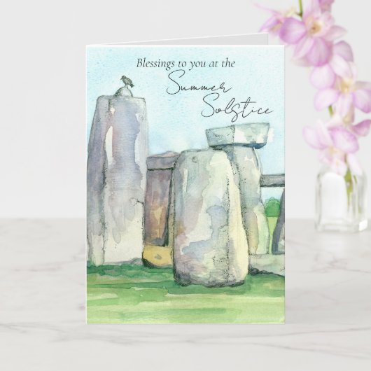 Summer Solstice Stonehenge England Rocks Blackbird Karte (Orchidee)