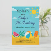 Summer Splash Birthday Einladung (Stehend Vorderseite)