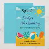 Summer Splash Birthday Einladung (Vorne/Hinten)