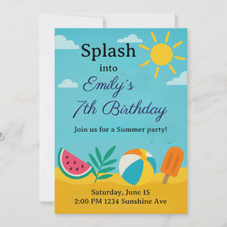 Summer Splash Birthday Einladung