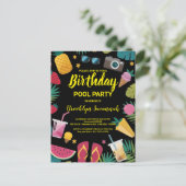 Summer Splash Birthday Pool Party Extravaganza Postkarte (Stehend Vorderseite)