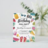 Summer Splash Birthday Pool Party Extravaganza Postkarte (Stehend Vorderseite)