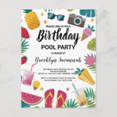 Summer Splash Birthday Pool Party Extravaganza Postkarte (Vorderseite)