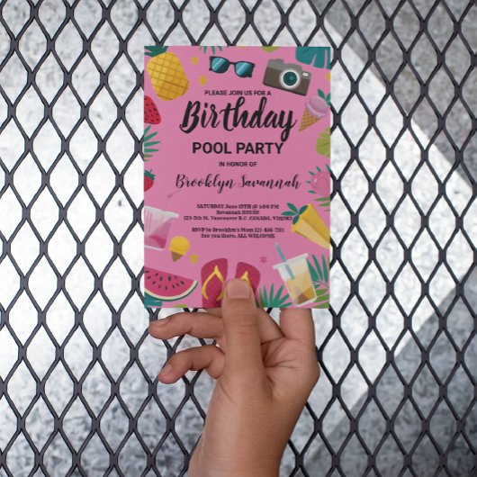 Summer Splash Birthday Pool Party Extravaganza Postkarte