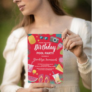 Summer Splash Birthday Pool Party Extravaganza Postkarte