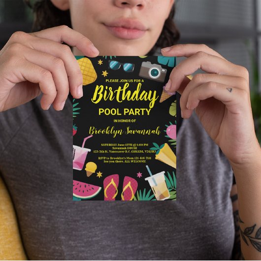 Summer Splash Birthday Pool Party Extravaganza Postkarte