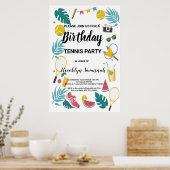 Summer Splash Birthday Tennis Party Poster (Küche)