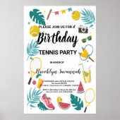 Summer Splash Birthday Tennis Party Poster (Vorne)