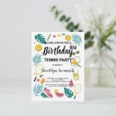 Summer Splash Birthday Tennis Party Postkarte (Stehend Vorderseite)