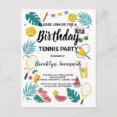 Summer Splash Birthday Tennis Party Postkarte (Vorderseite)
