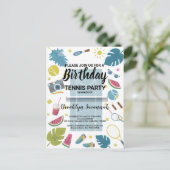Summer Splash Birthday Tennis Party Postkarte (Stehend Vorderseite)