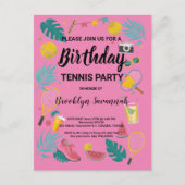 Summer Splash Birthday Tennis Party Postkarte (Vorderseite)
