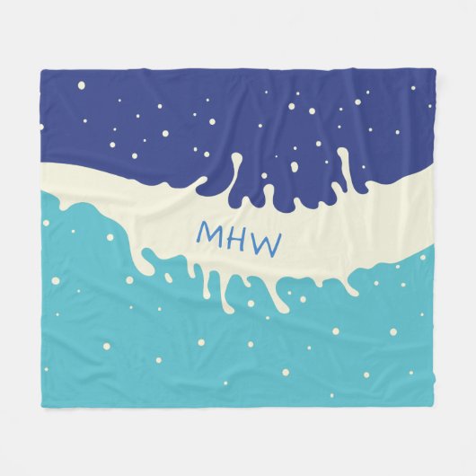 Summer Splash kundenspezifische Monogramm Fleecede Fleecedecke (Vorderseite (Horizontal))