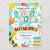 Summer Splash Pool Party Boy Bash Water Park Einladung (Vorne/Hinten)
