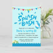 Summer Splash Pool Party Boys Geburtstag Einladung (Stehend Vorderseite)
