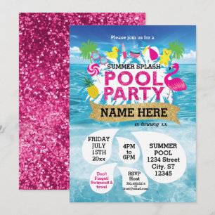 Summer Splash Pool Party Einladung 5 x 7