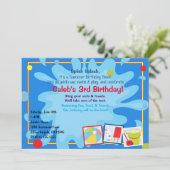 Summer Splash Pool Party Geburtstagseinladungen Einladung (Stehend Vorderseite)