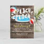 Summer Splish Splash Holzpool Geburtstagsparty Einladung (Stehend Vorderseite)