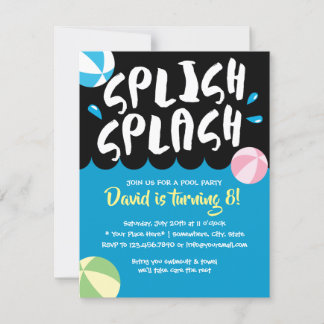 Summer Splish Splash Pool Geburtstagsparty Einladung