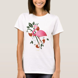 Summer Spring Blume mit rosa Flamingo T-Shirt