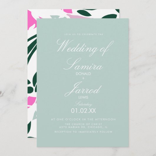Summer Spring Tropical Monstera Leaf Hochzeit Einladung (Vorne/Hinten)