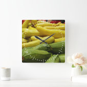 Summer Squash Numbered Square Wall Clock Quadratische Wanduhr (Zuhause)