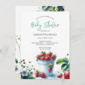 Summer Strawberries Baby Dusche Einladung (Vorne/Hinten)