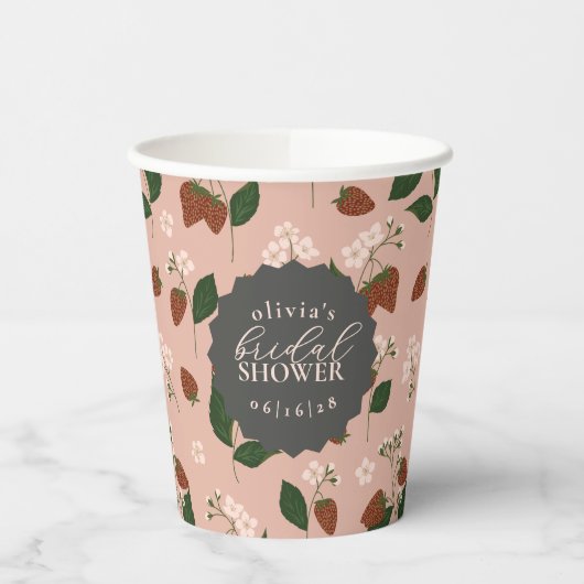 Summer Strawberries Brautparty Personalisiert Pappbecher (Links)