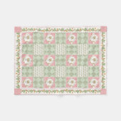 Summer Strawberries Floral Gingham Baby Girl Fleecedecke (Vorderseite (Horizontal))