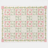 Summer Strawberries Gingham Floral Girls Bedroom Fleecedecke (Vorderseite (Horizontal))