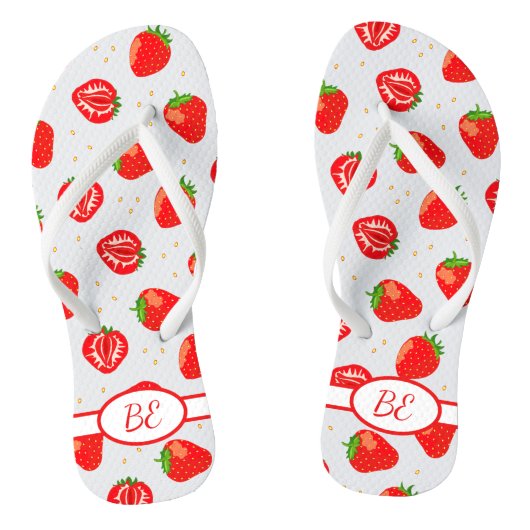 Summer Strawberries Monogram Badesandalen (Fußbett)
