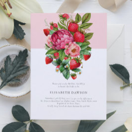 Summer Strawberry and Peonies Brautparty Einladung