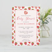 Summer Strawberry Baby Dusche Einladung (Stehend Vorderseite)