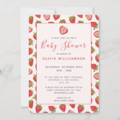 Summer Strawberry Baby Dusche Einladung (Vorderseite)