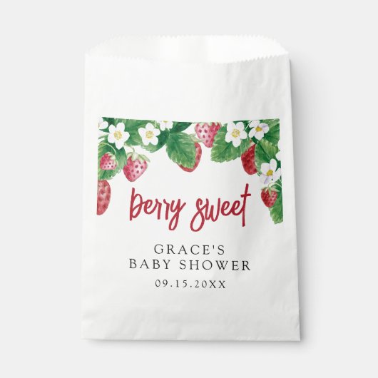 Summer Strawberry Baby Dusche Geschenktütchen (Vorderseite)