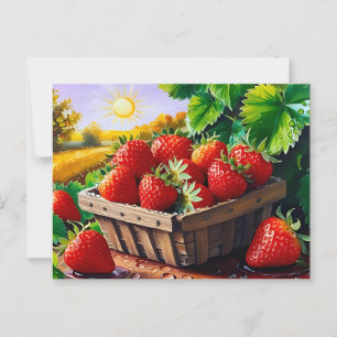 Summer Strawberry Basket Jeder Anlass Postkarte