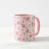 Summer Strawberry Daisy Pattern  Tasse (VorderseiteRechts)