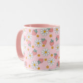 Summer Strawberry Daisy Pattern  Tasse (Vorderseite Links)