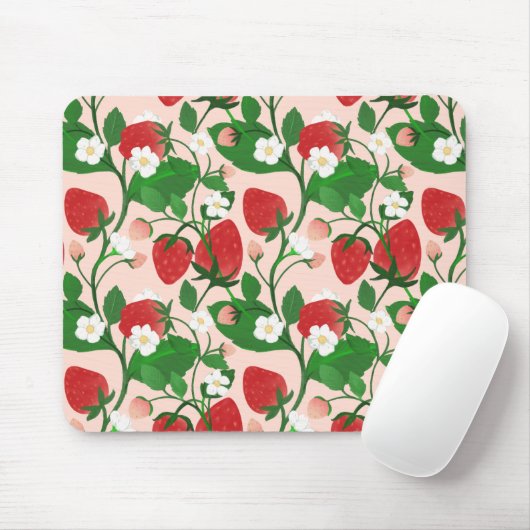 Summer Strawberry in Pink Mousepad (Mit Mouse)
