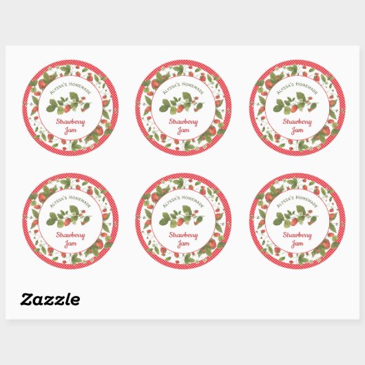 Summer Strawberry Jam Canning Label Runder Aufkleber (Blatt)