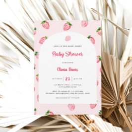 Summer Strawberry Modern Baby Dusche Einladung